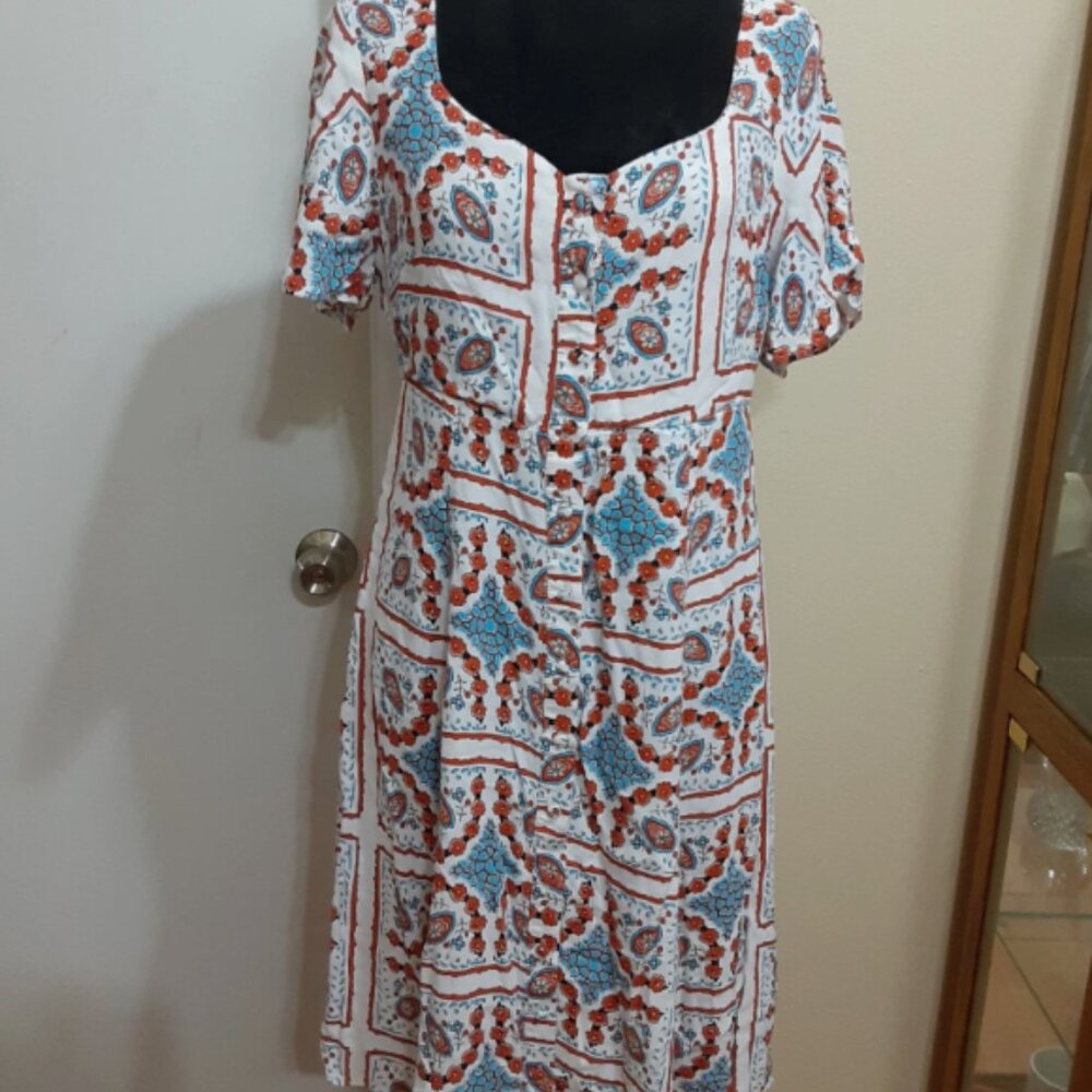 Anthropologie Mauve Size 12 Praslin Boho Floral Button-down dress